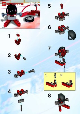 Instrucciones de Construcción - LEGO - 3558 - Red Player & Goal: Page 1