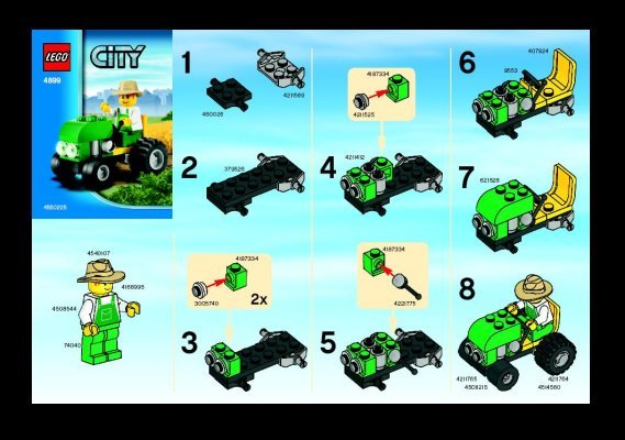 Instrucciones de Construcción - LEGO - 4899 - Farmer & Tractor: Page 1