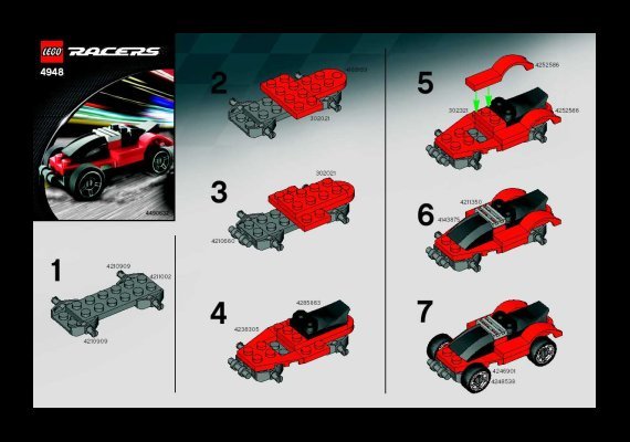 Instrucciones de Construcción - LEGO - 4948 - Red Racer: Page 1