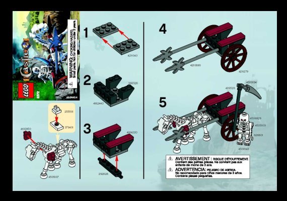 Instrucciones de Construcción - LEGO - 5372 - Skeleton Chariot: Page 1