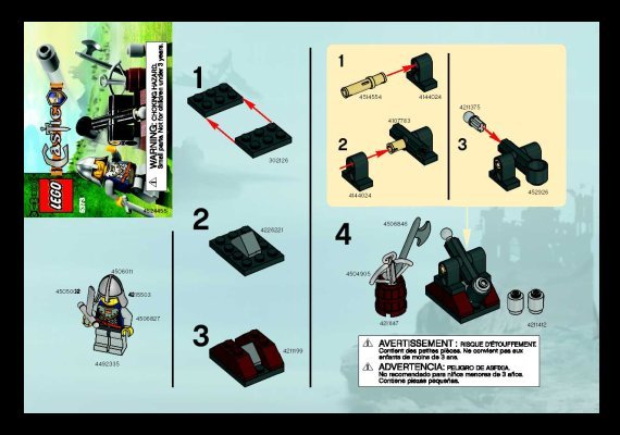 Instrucciones de Construcción - LEGO - 5373 - Knight & Catapult: Page 1