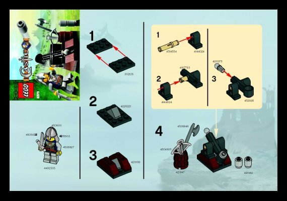 Instrucciones de Construcción - LEGO - 5373 - Knight & Catapult: Page 1