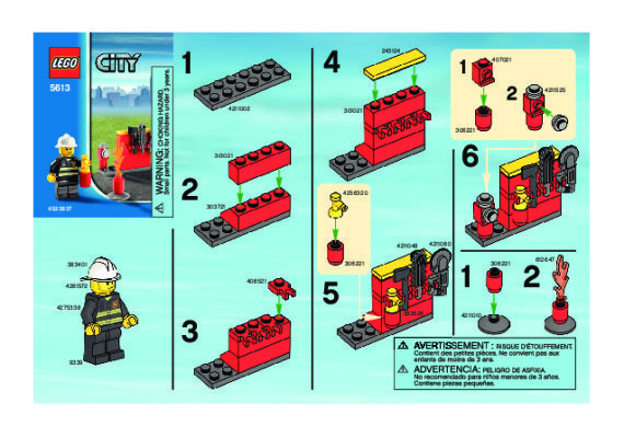 Instrucciones de Construcción - LEGO - 5613 - Firefighter: Page 1