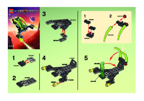 Instrucciones de Construcción - LEGO - 5617 - Alien Jet: Page 1