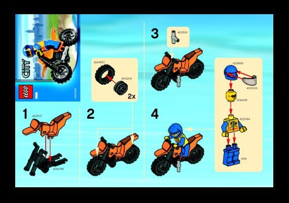 Instrucciones de Construcción - LEGO - 5626 - Coastguard Bike: Page 1