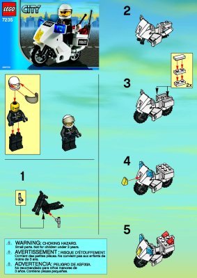 Instrucciones de Construcción - LEGO - 7235 - Police Motorcycle: Page 1