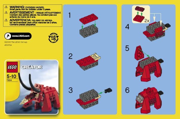 Instrucciones de Construcción - LEGO - 7604 - Triceratops: Page 1