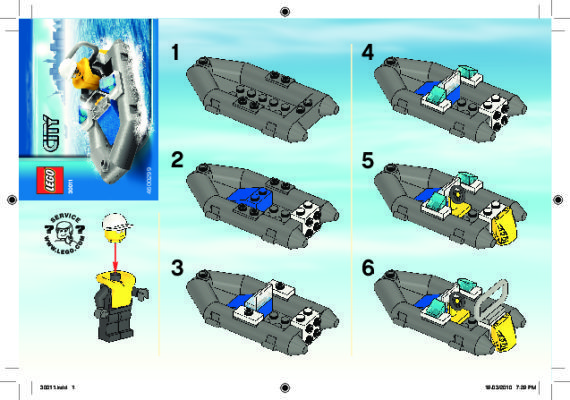 Instrucciones de Construcción - LEGO - 30011 - Police Dinghy: Page 1