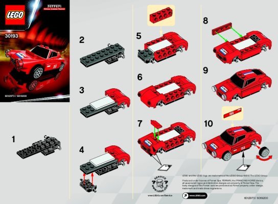 Instrucciones de Construcción - LEGO - 30193 - 250 GT Berlinetta: Page 1