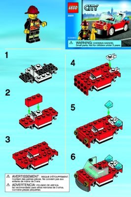 Instrucciones de Construcción - LEGO - 30221 - Fire Car: Page 1