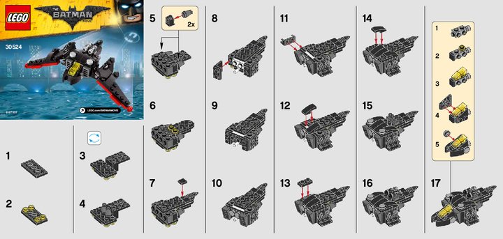 Instrucciones de Construcción - LEGO - 30524 - The Mini Batwing: Page 1