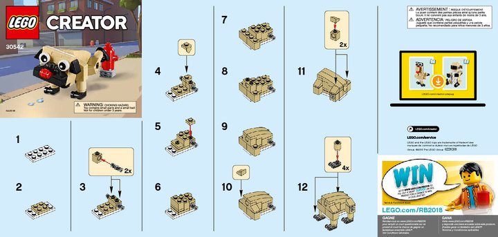 Instrucciones de Construcción - LEGO - 30542 - Cute Pug: Page 1