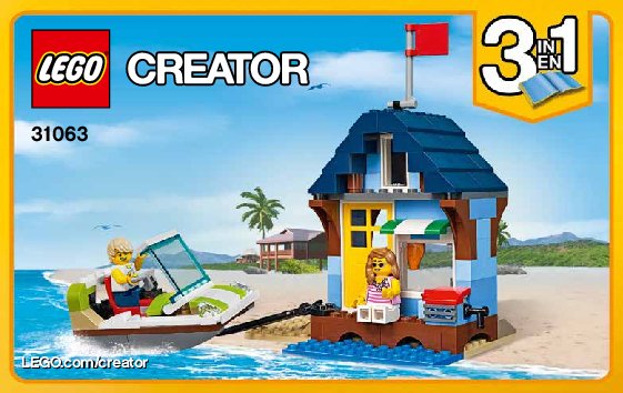 Instrucciones de Construcción - LEGO - Creator - 31063 - Vacaciones en la playa: Page 1