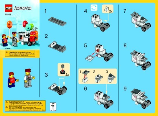 Instrucciones de Construcción - LEGO - 40108 - Balloon Cart: Page 1