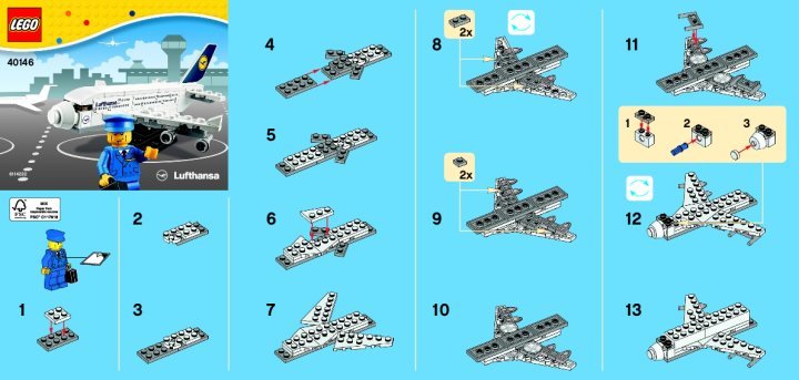 Instrucciones de Construcción - LEGO - 40146 - Lufthansa Plane: Page 1