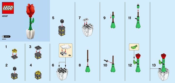 Instrucciones de Construcción - LEGO - 40187 - LEGO® Flower Display: Page 1