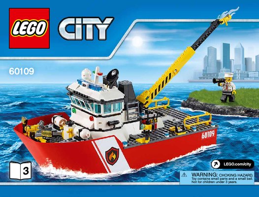 Instrucciones de Construcción - LEGO - City - 60109 - Barco de bomberos: Page 1