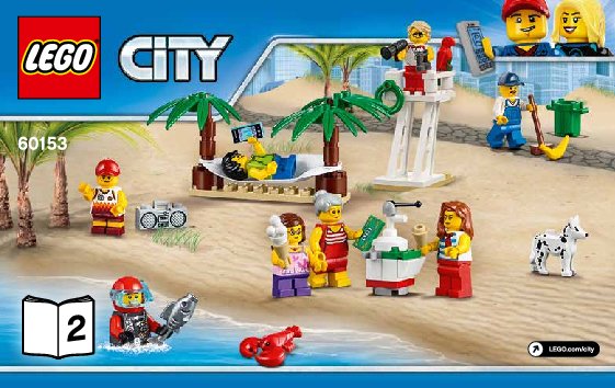 Instrucciones de Construcción - LEGO - City - 60153 - Pack de minifiguras: Diversión en la playa: Page 1