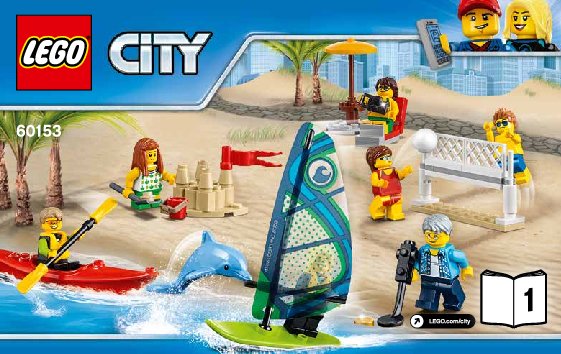 Instrucciones de Construcción - LEGO - City - 60153 - Pack de minifiguras: Diversión en la playa: Page 1