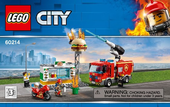 Instrucciones de Construcción - LEGO - 60214 - Burger Bar Fire Rescue: Page 1