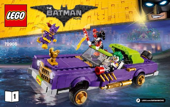 Instrucciones de Construcción - LEGO - THE LEGO BATMAN MOVIE - 70906 - Coche modificado de The Joker™: Page 1