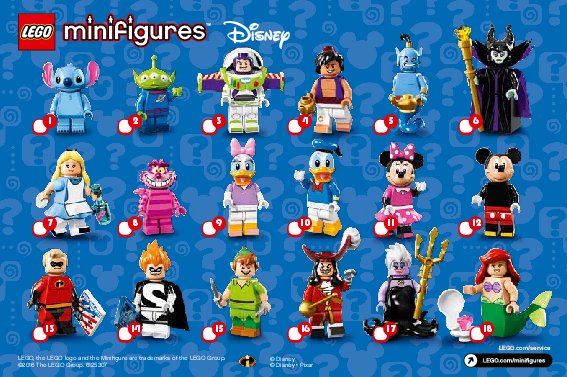 Instrucciones de Construcción - LEGO - Minifiguras - 71012 - Edición Disney: Page 1