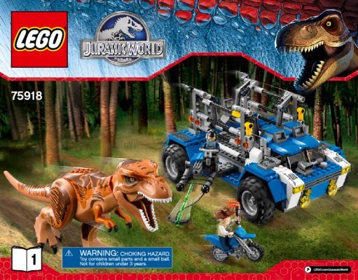 Instrucciones de Construcción - LEGO - Jurassic World - 75918 - Tras el T-Rex: Page 1