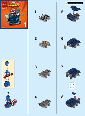 Instrucciones de Construcción - LEGO - Marvel Super Heroes - 76065 - Mighty Micros: Capitán América vs. Cráneo Rojo: Page 1