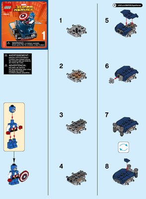 Instrucciones de Construcción - LEGO - Marvel Super Heroes - 76065 - Mighty Micros: Capitán América vs. Cráneo Rojo: Page 1