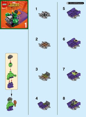 Instrucciones de Construcción - LEGO - Marvel Super Heroes - 76066 - Mighty Micros: Hulk vs. Ultrón: Page 1